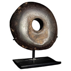 Discoidal Stone Mace or Club Head on Stand