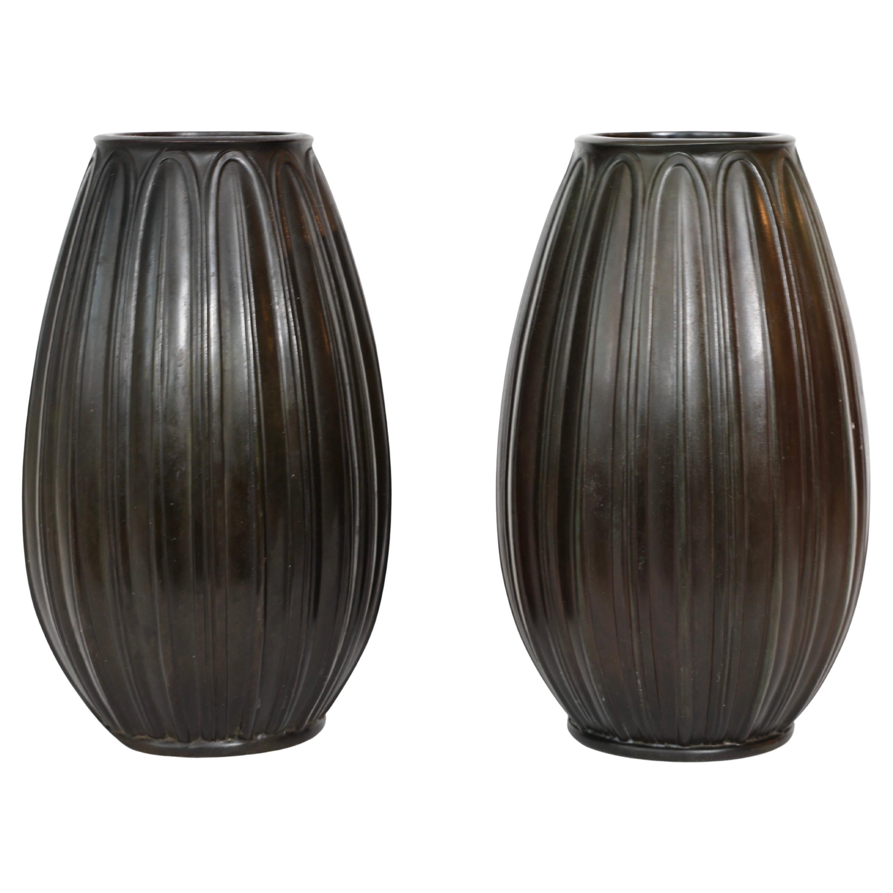 Discometal Vases by Ellen Schlanbusch for Just Andersen, 1940s, Denmark