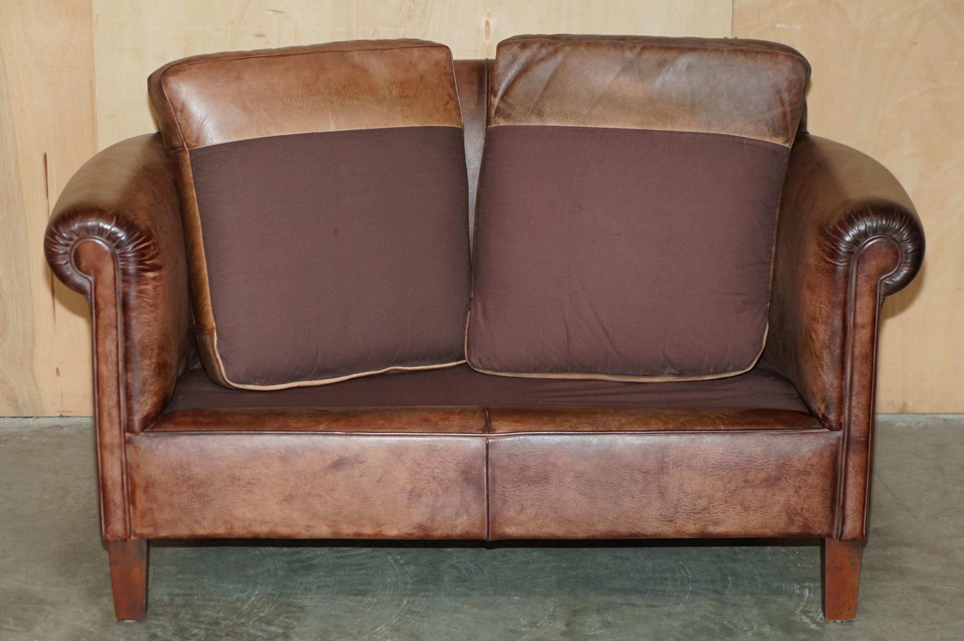 DISCONTINUED 136CM WIDE JOHN LEWIS CAMFORD HERiTAGE BROWN LEATHER TWO SEAT SOFA For Sale 6