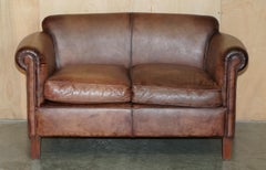 DISCONTINUED 136CM WIDE JOHN LEWIS CAMFORD HERiTAGE BROWN LEATHER TWO SEAT SOFA