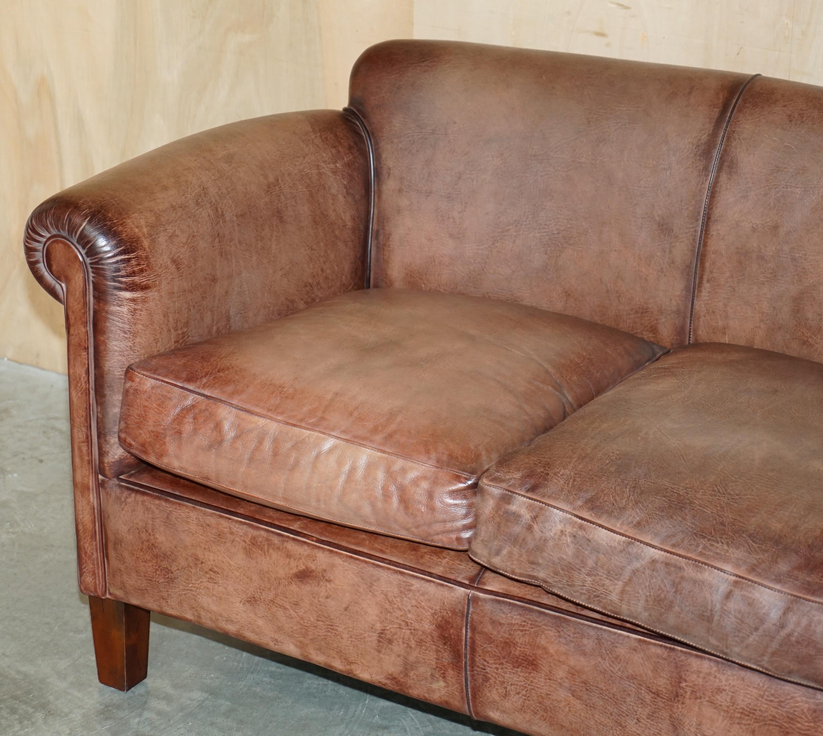 Country DISCONTINUED 136CM WIDE JOHN LEWIS CAMFORD HERiTAGE BROWN LEATHER TWO SEAT SOFA For Sale