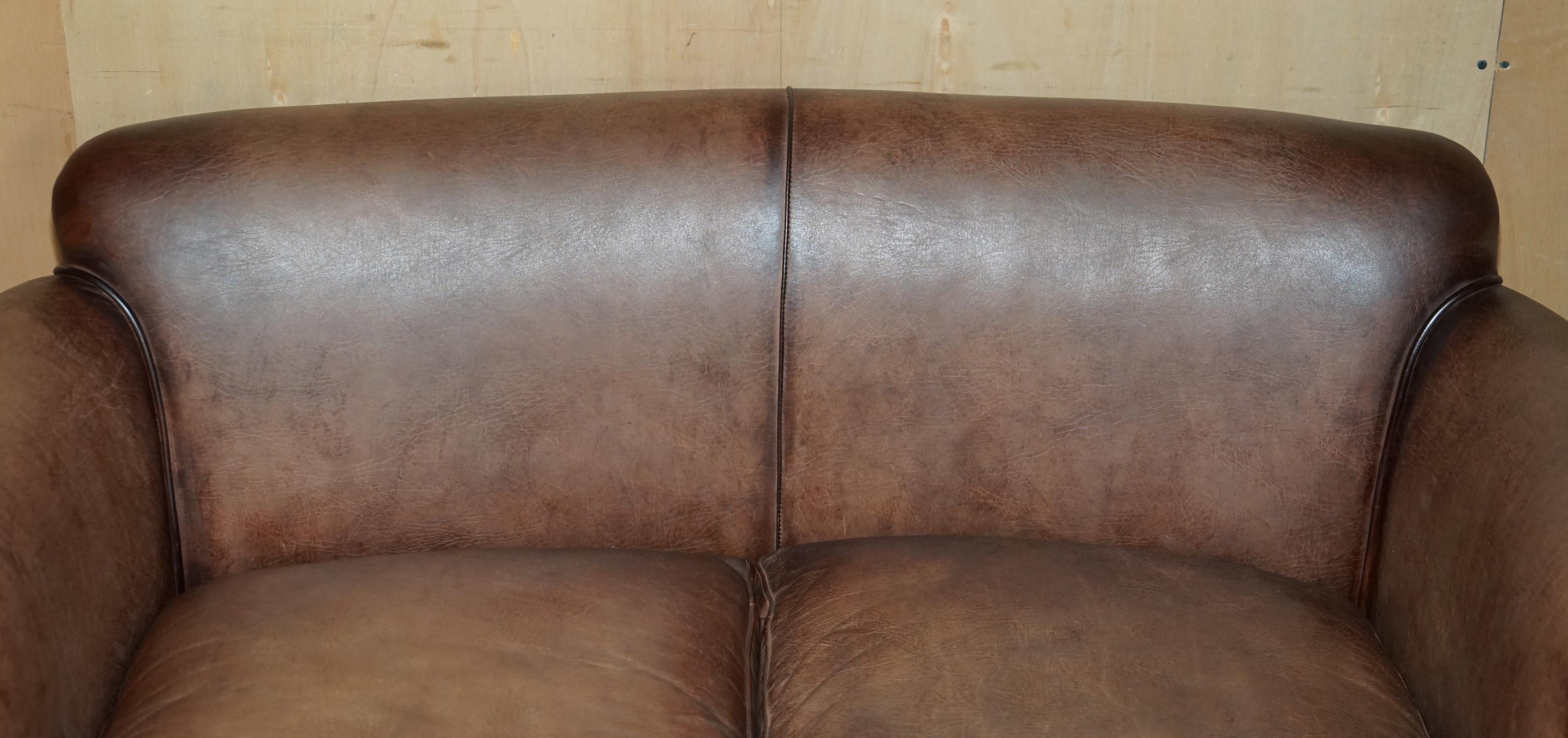 DISCONTINUED 136CM WIDE JOHN LEWIS CAMFORD HERiTAGE BROWN LEATHER TWO SEAT SOFA In Good Condition For Sale In West Sussex, Pulborough