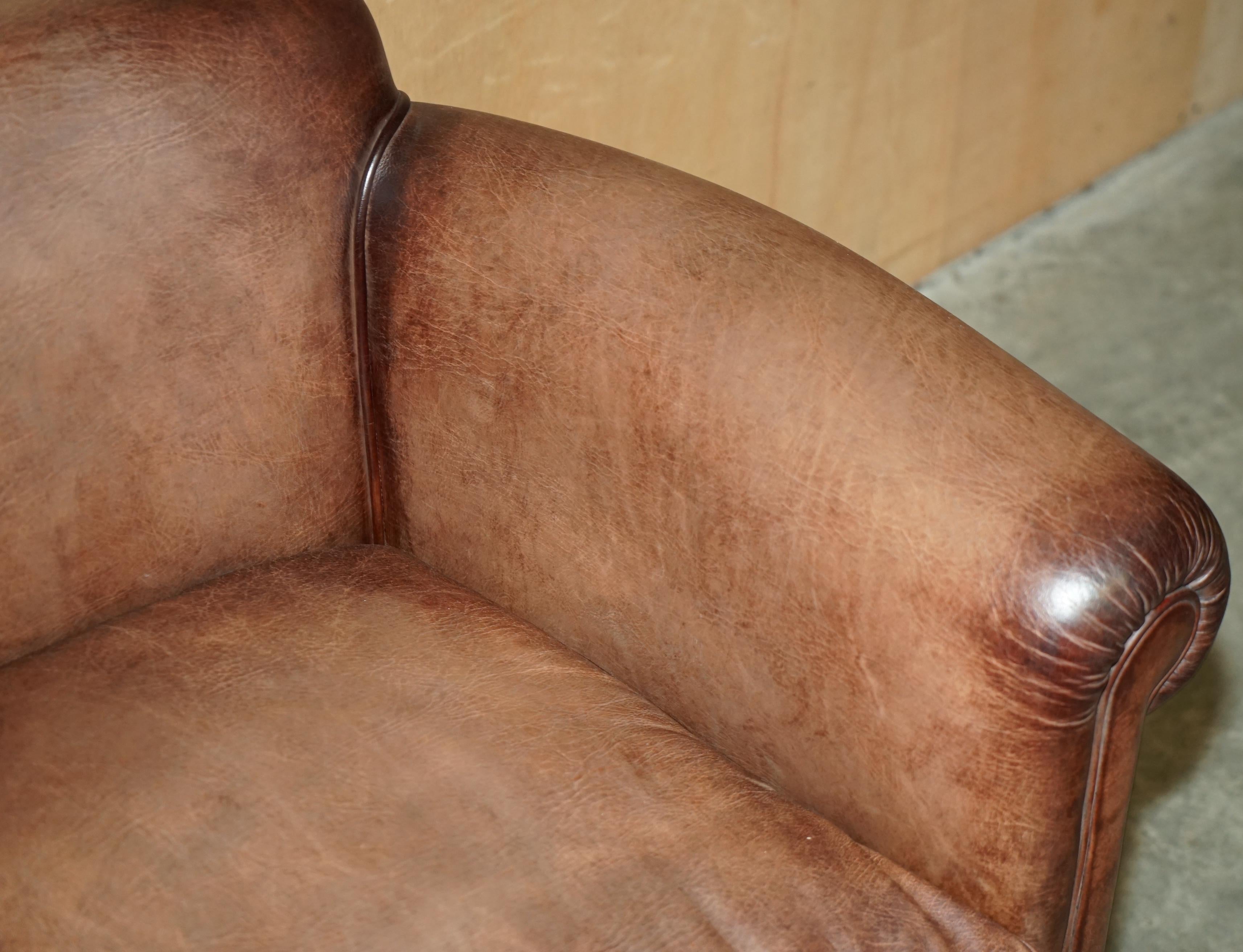 Leather DISCONTINUED 136CM WIDE JOHN LEWIS CAMFORD HERiTAGE BROWN LEATHER TWO SEAT SOFA For Sale