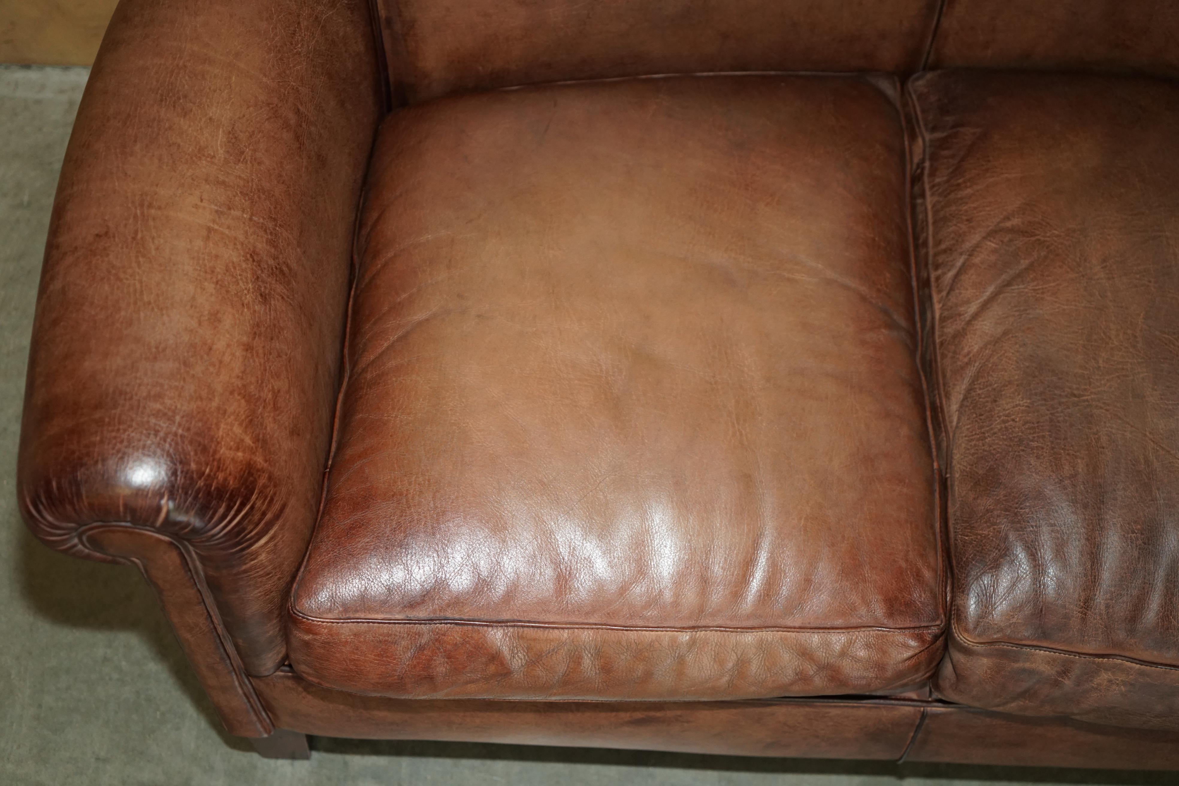 DISCONTINUED 136CM WIDE JOHN LEWIS CAMFORD HERiTAGE BROWN LEATHER TWO SEAT SOFA For Sale 2