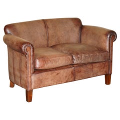 DISCONTINUED 136CM WIDE JOHN LEWIS CAMFORD HERiTAGE BROWN LEATHER TWO SEAT SOFA