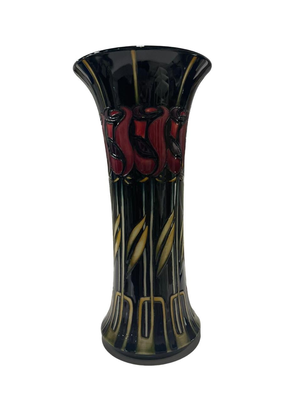 Glazed DISCONTINUED MOORCROFT Night ROSE pattern by Nicola Slaney, dated 2000. Boxed For Sale