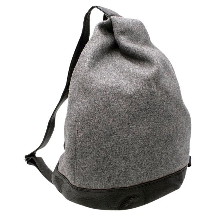 Discord Yohji Yamamoto Grey Felt and Leather Y Backpack For Sale 
