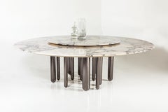 Discoteca 240 Tisch aus schwarzem Nickel und natürlichem weißem Marmor von Casa Casati