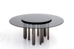 Discoteca, Round Table with Transparent Fumé Glass Top 