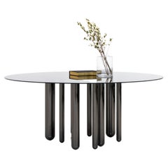 Discoteca, Table with Transparent Fumé Glass Top 180