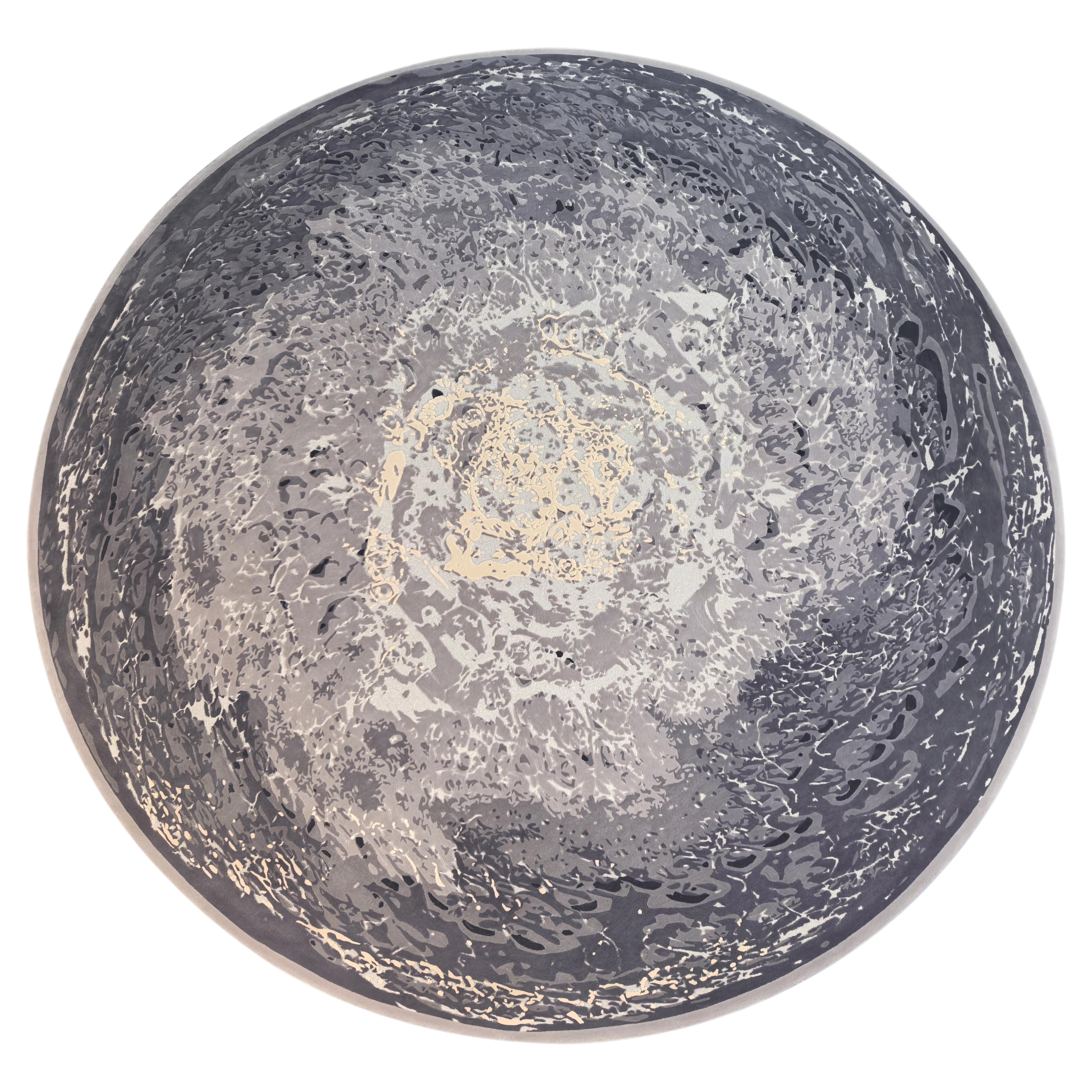 Whirlpool Luxury 3D Sculpted Hand-Tufted Wool Rug, Round Custom Designer Carpet