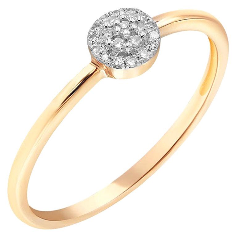 Discreet Elegant Every Day Classic Combination White Diamond Rose Gold Ring For Sale