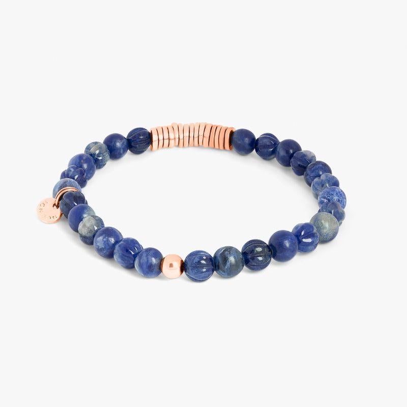 Discs Round Bracelet with Sodalite and Rose Gold Plated Sterling Silver In New Condition For Sale In Fulham business exchange, London