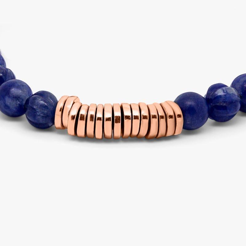 Women's Discs Round Bracelet with Sodalite and Rose Gold Plated Sterling Silver For Sale
