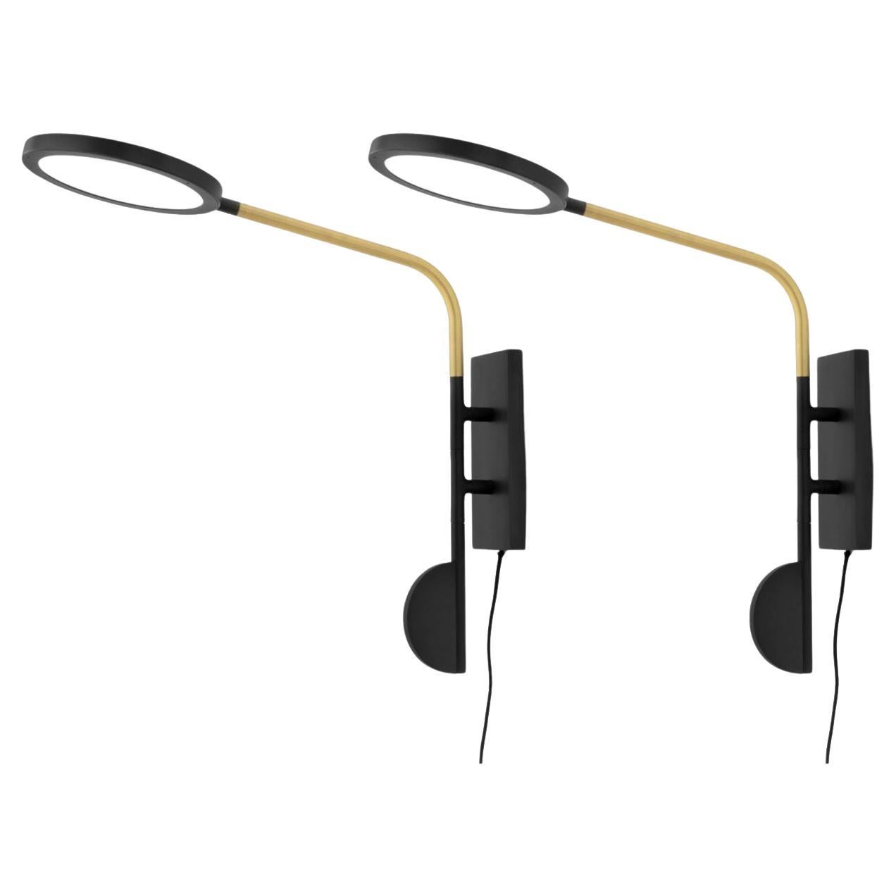 Discus Adjustable Wall Sconces, Pair For Sale
