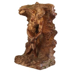 Discus Thrower Greek Statue Replica in Plaster by Bayshore Art Studio Co., 1964