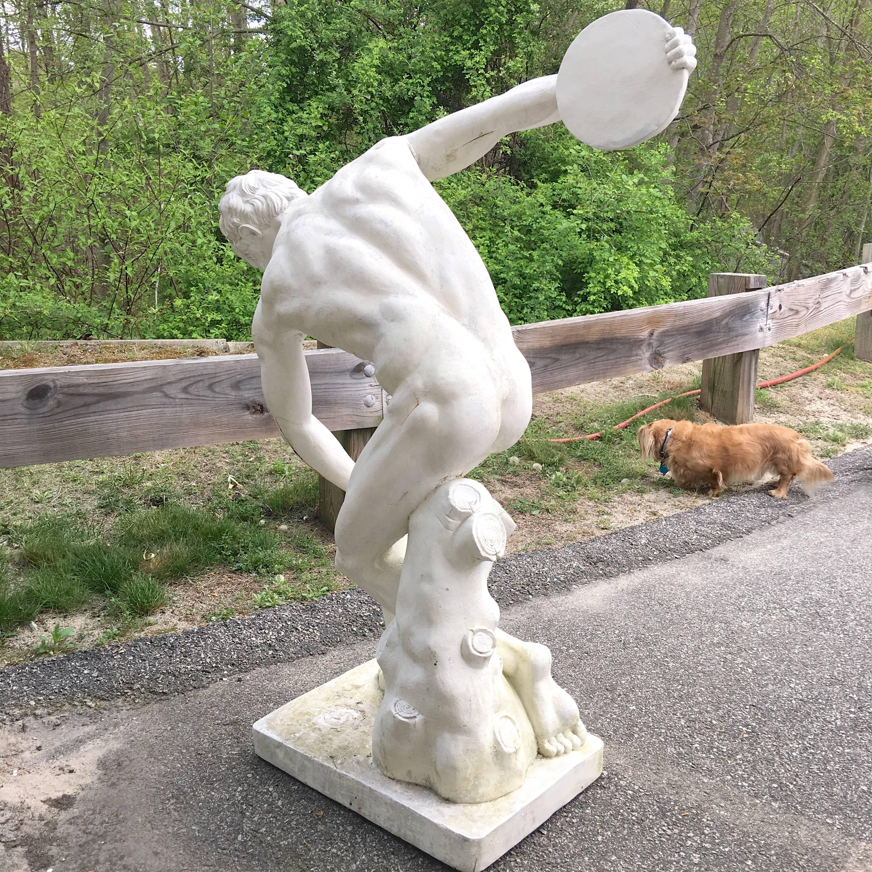 Discus Thrower Large-Scale Garden Statue In Good Condition In Hanover, MA