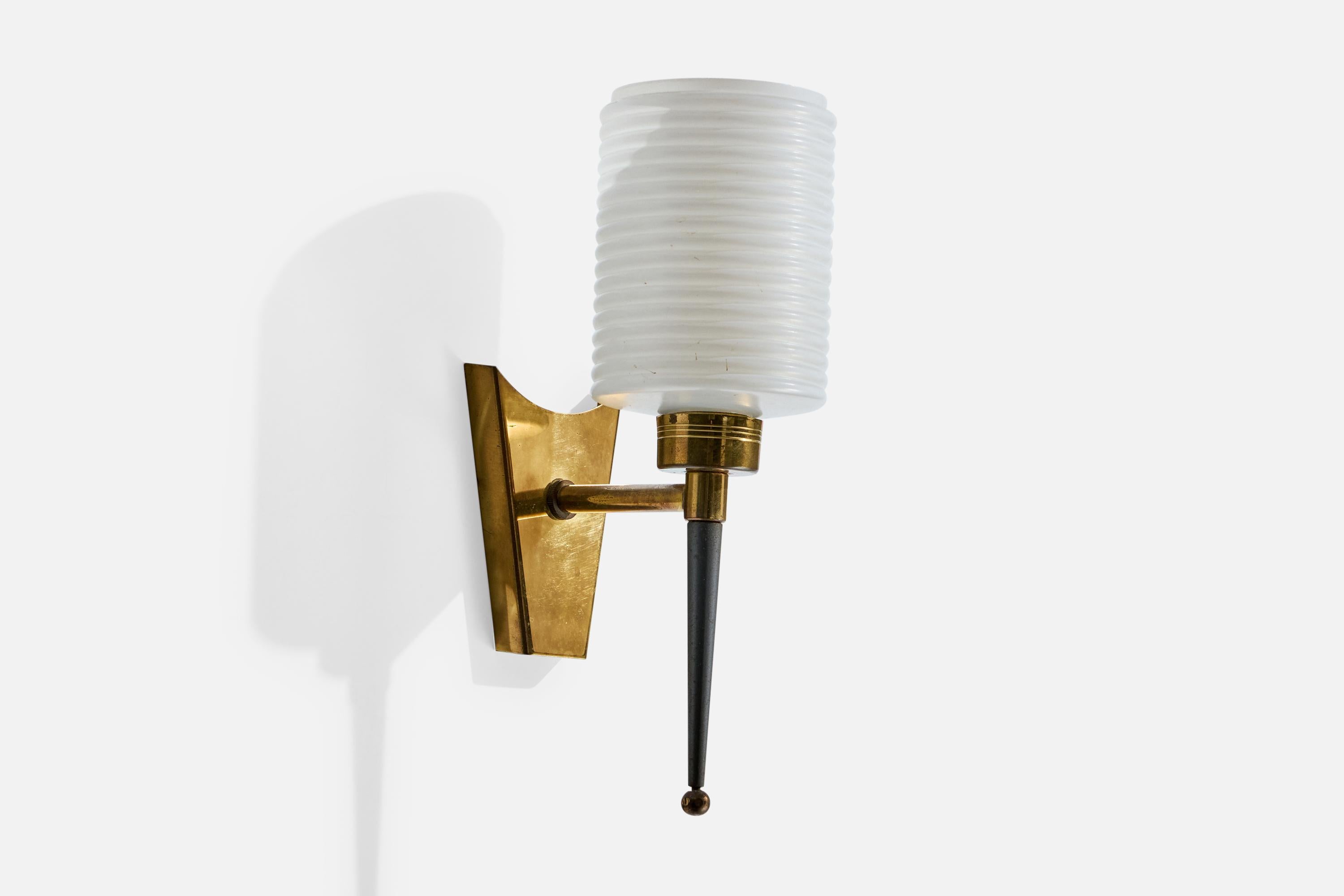 Francese Disderot, Applique, Ottone, Metallo, Vetro, Francia, anni '50 in vendita