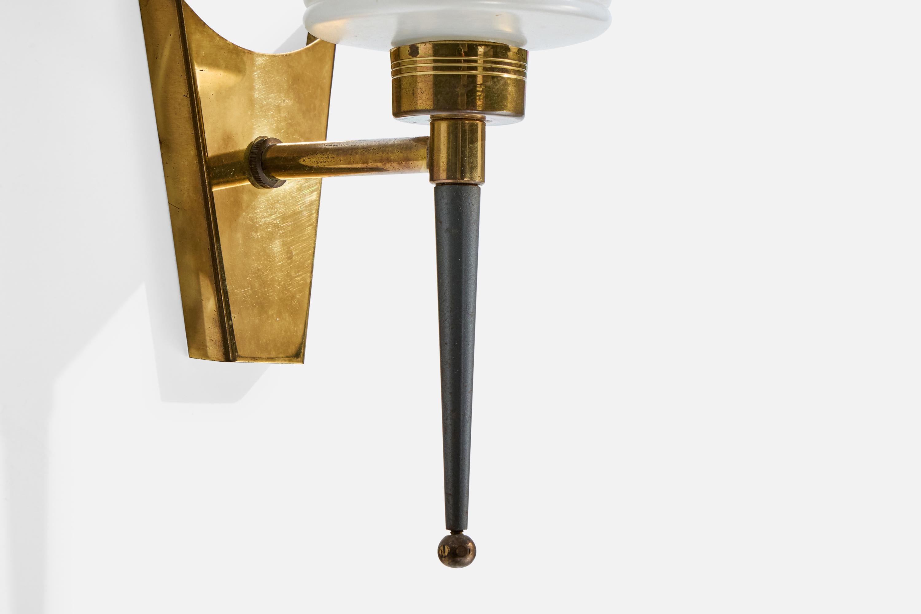 Disderot, Applique, Ottone, Metallo, Vetro, Francia, anni '50 in vendita 1