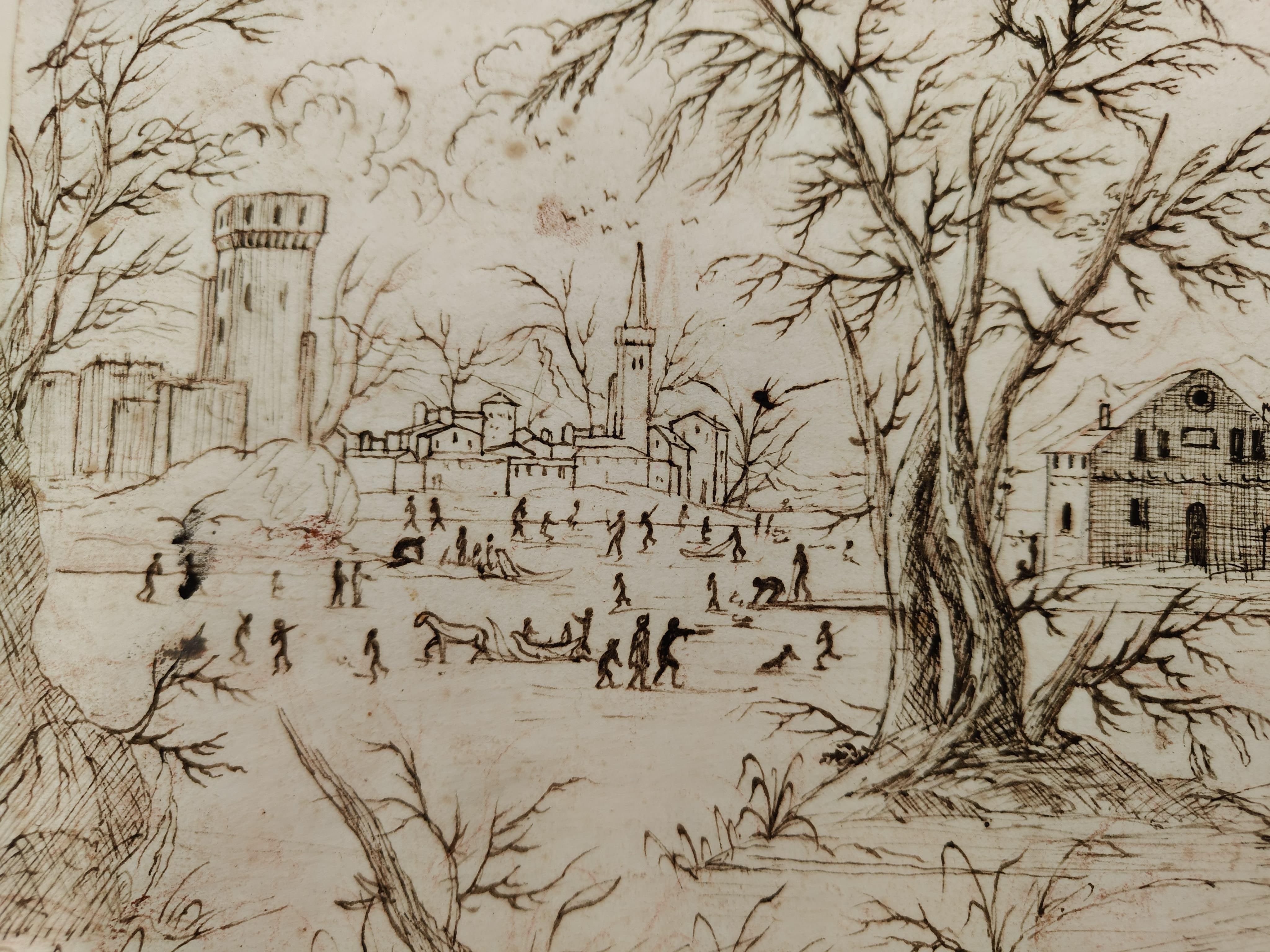 Altro Disegno a china di un paesaggio olandese - 1680, Olanda in vendita