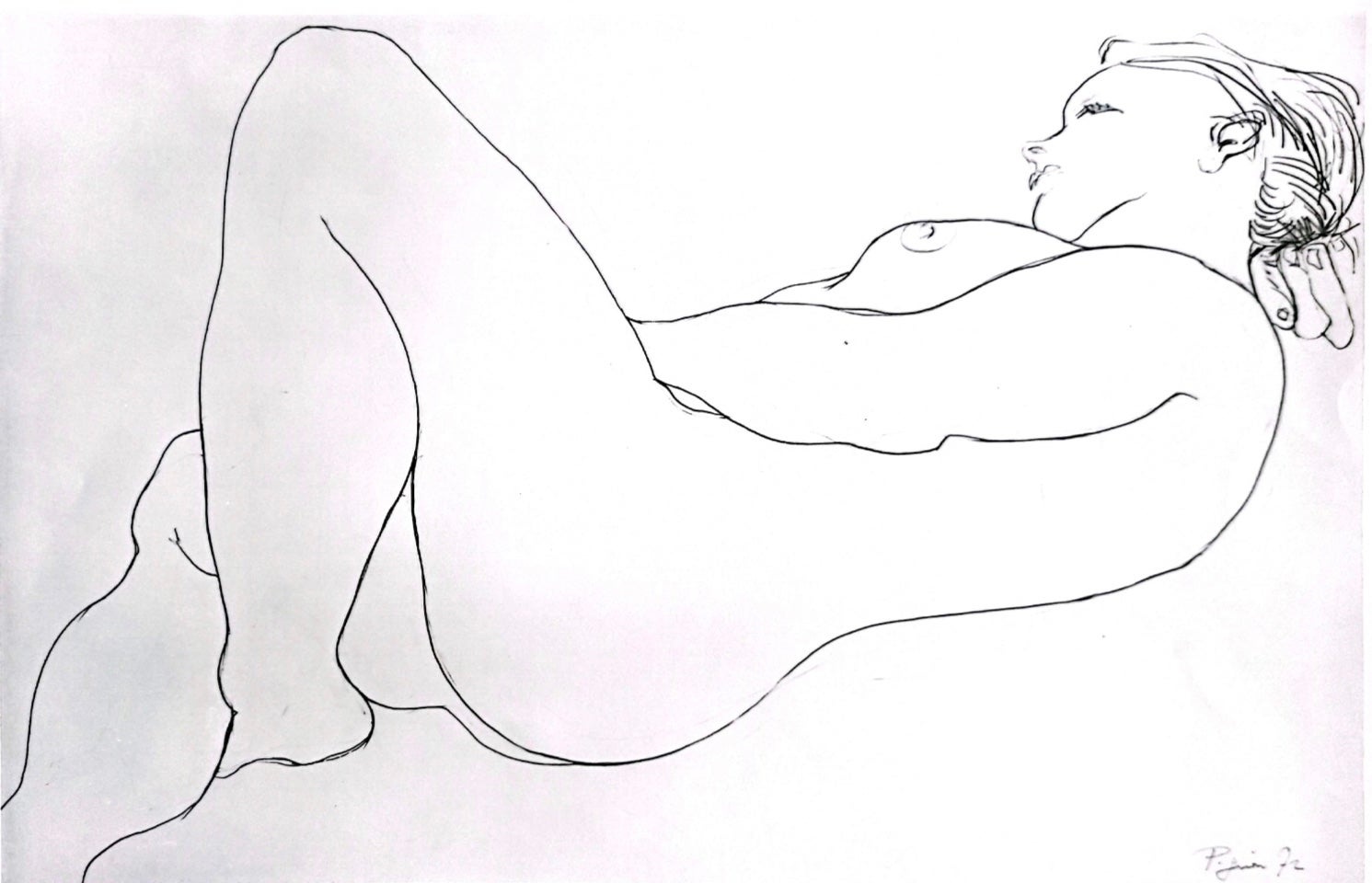 Pencil drawing of nude: Sylvie, by Édouard Pignon