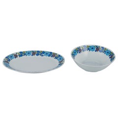 Plato y cuenco de porcelana, PMR, Baviera, Jaeger & Co, Alemania