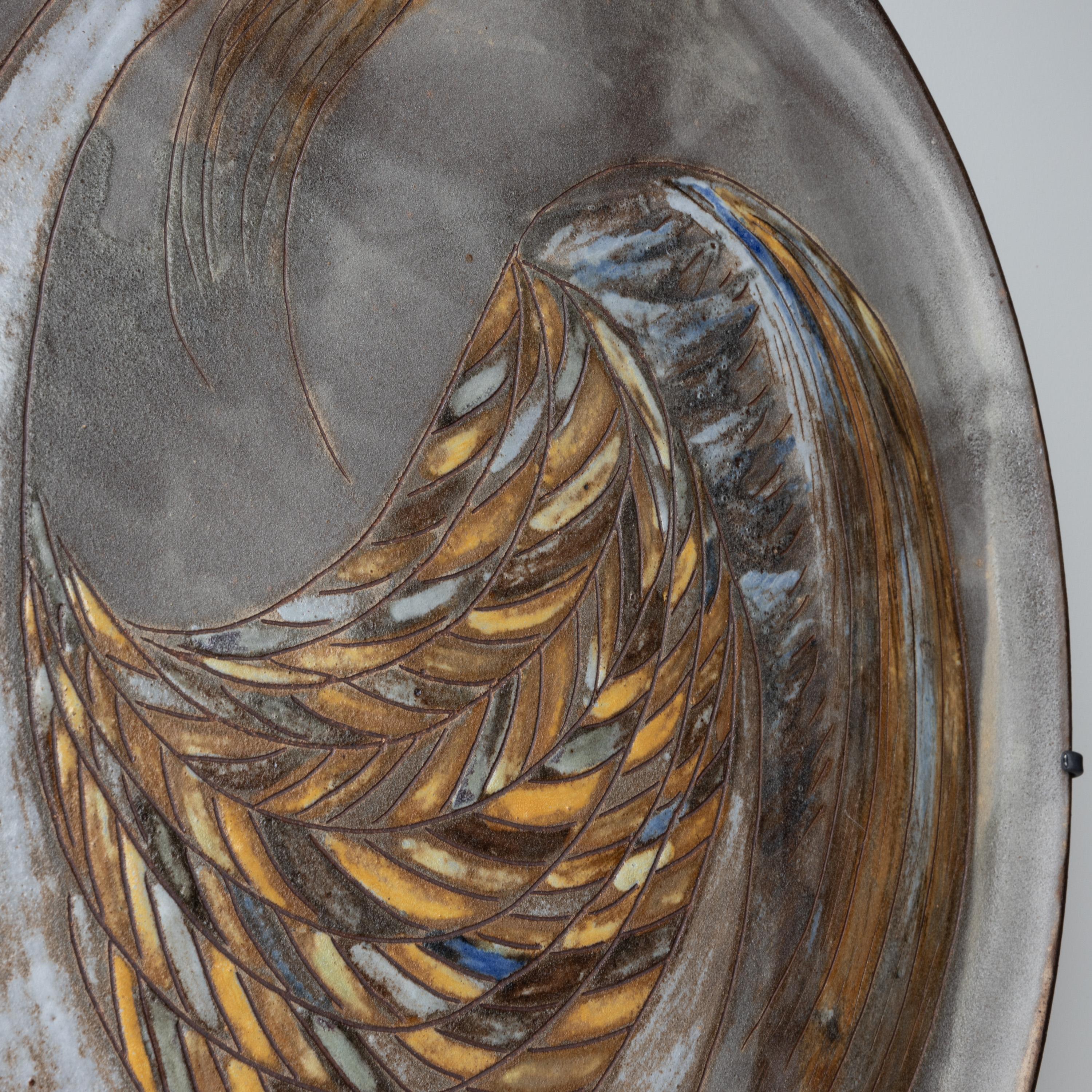 French Dish by Alexandre Kostanda - Glazed ceramic stoneware decorated For Sale