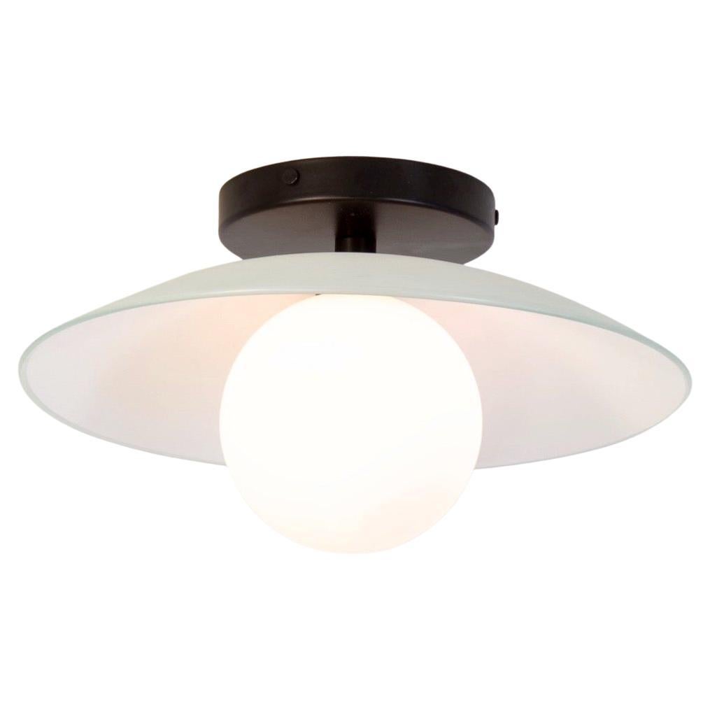 Dish Flush Mount, by Research.Lighting, Black, 5in Glass Globe, Made to order