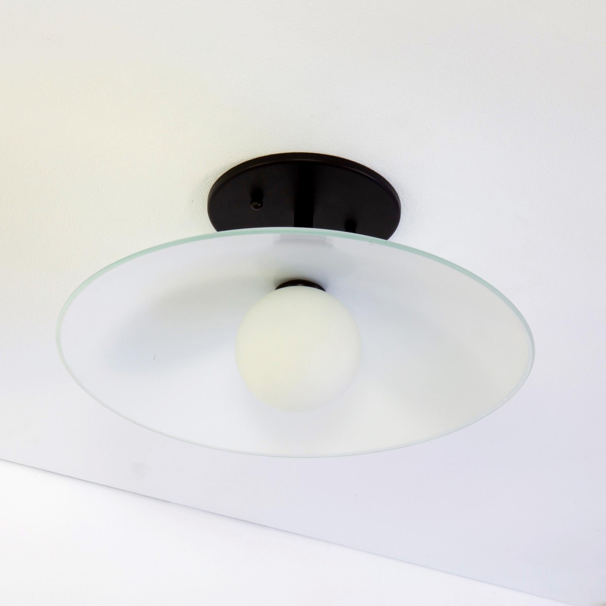 Modern Dish Flush Mount, by Research.Lighting, Glass Dome Shade, Made to order For Sale