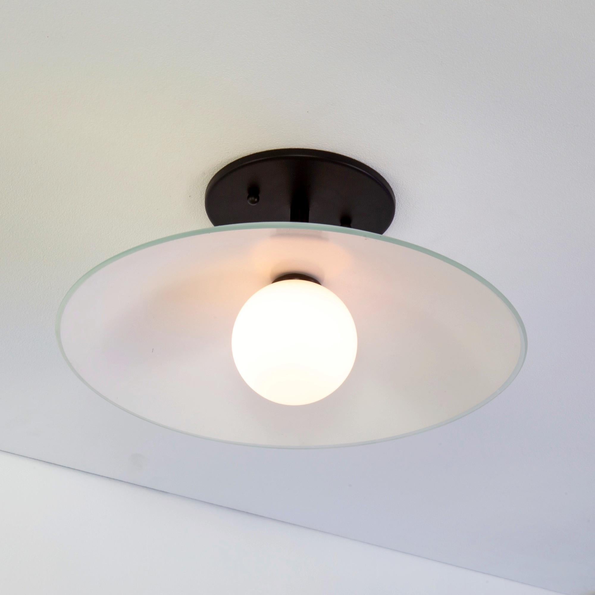 American Dish Flush Mount, by Research.Lighting, Glass Dome Shade, Made to order For Sale