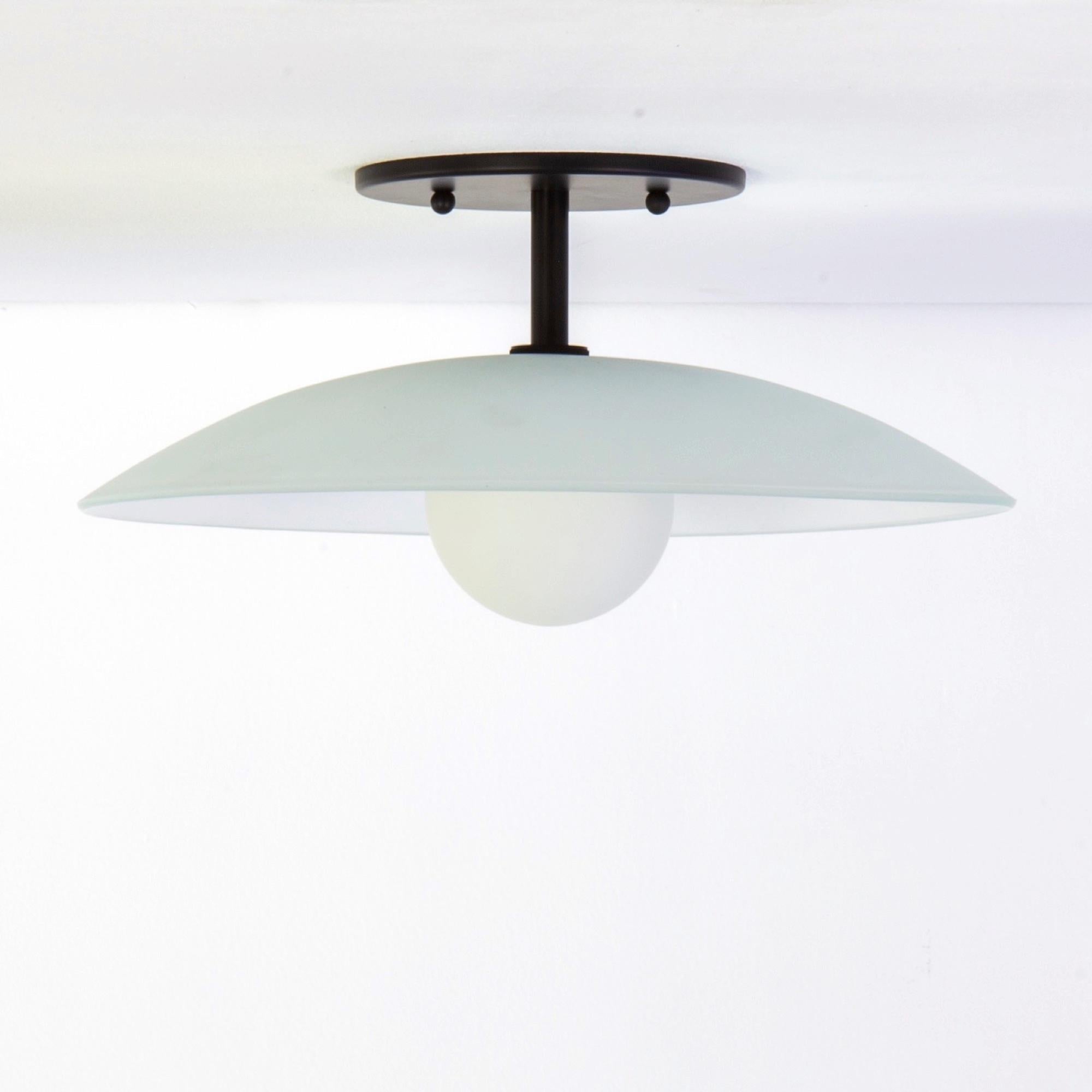 Metal Dish Flush Mount, by Research.Lighting, Glass Dome Shade, Made to order For Sale