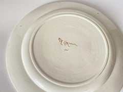 Plato en Faïence Italiano Color Marrón y Verde Siglo XIX Gallo