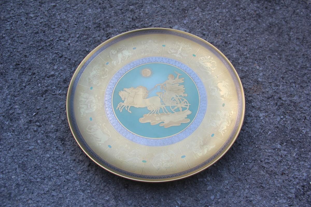 Plat en porcelaine pure or avec décorations signes du zodiaque Arte Morbelli Gold en vente 6