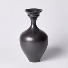 Dish Mouth Vase III, a Unique Black / Ebony Porcelain Vase by Vivienne Foley