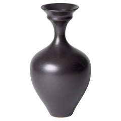 Dish Mouth Vase III, a Unique Black / Ebony Porcelain Vase by Vivienne Foley