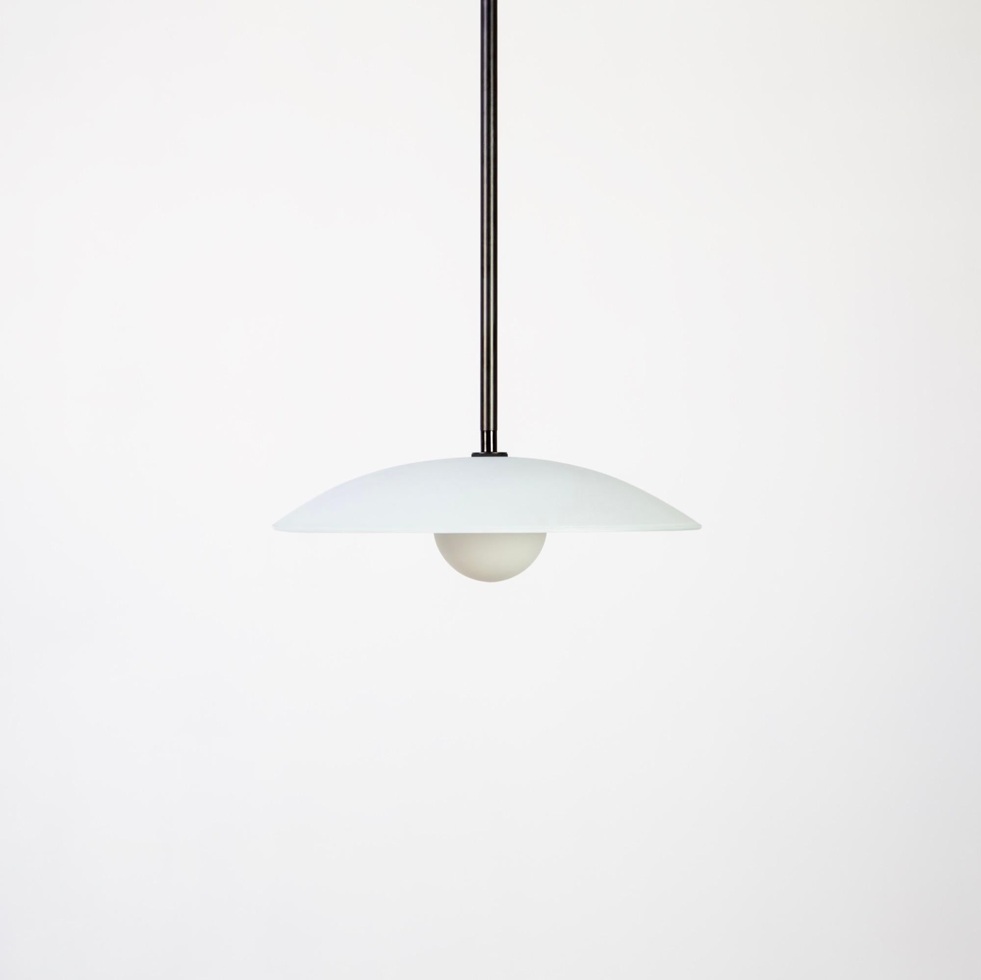 Modern Dish Pendant, by Research.Lighting, Glass Dome Shade, Made to Order For Sale