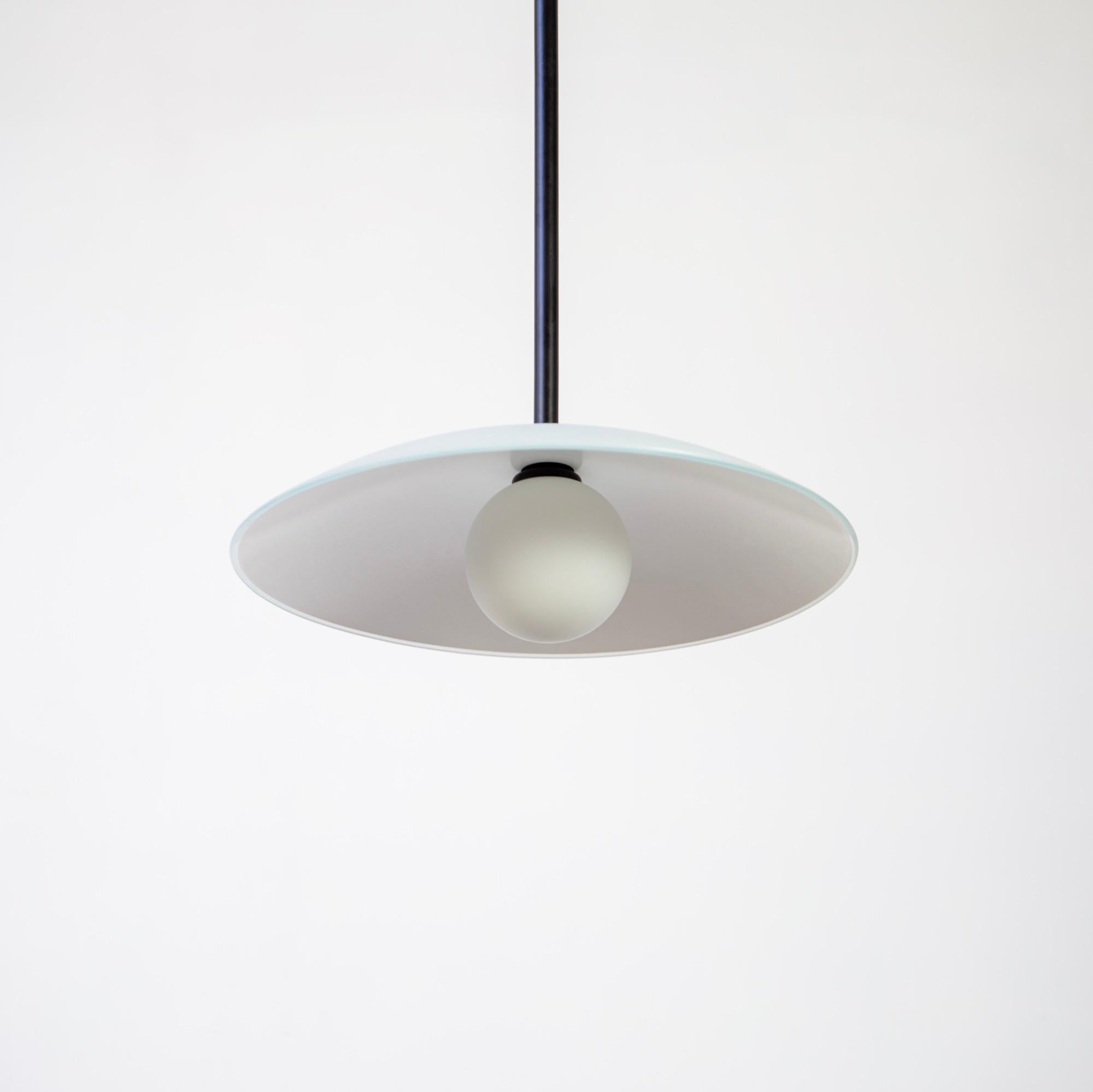 American Dish Pendant, by Research.Lighting, Glass Dome Shade, Made to Order For Sale