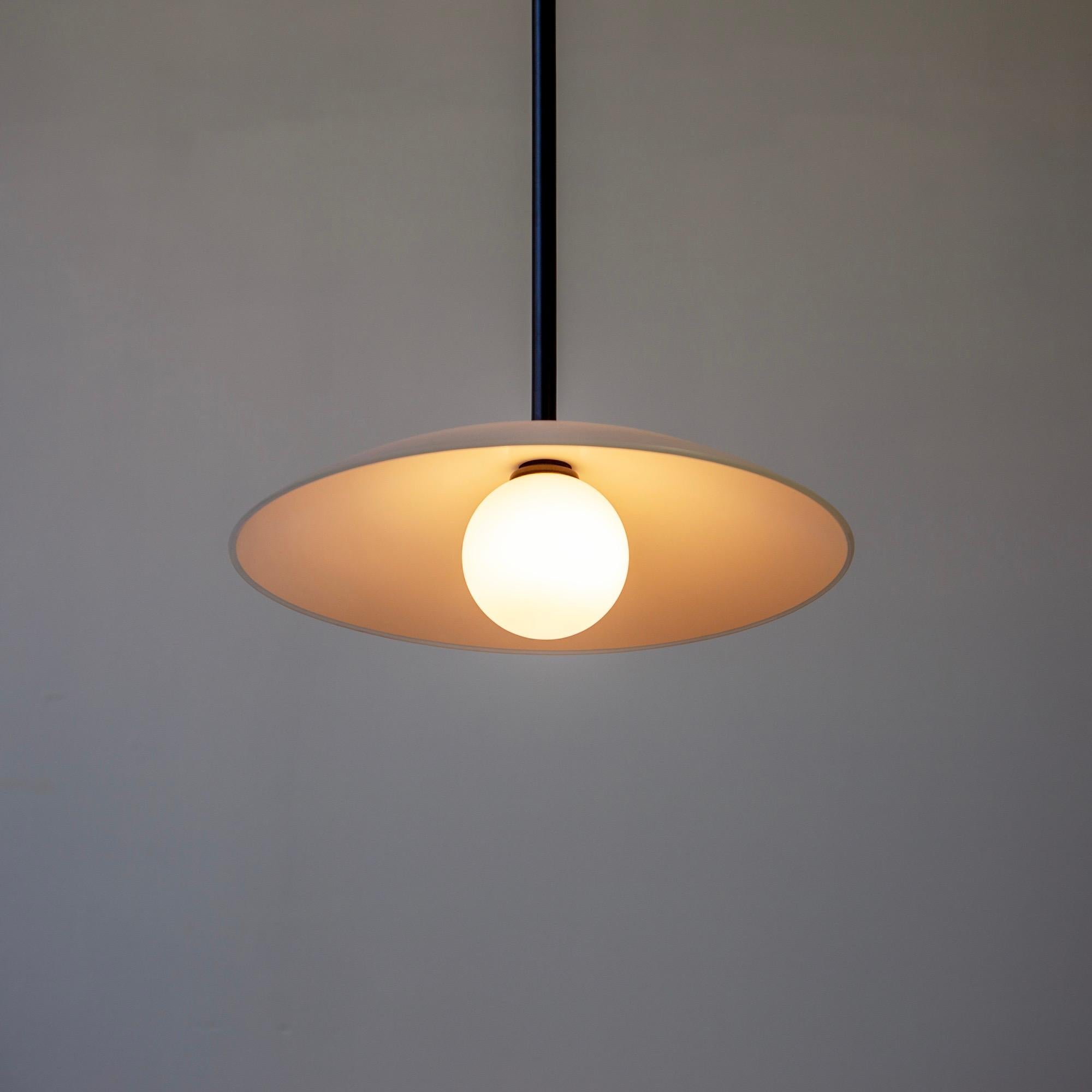 Dish Pendant, by Research.Lighting, Glass Dome Shade, Made to Order In New Condition For Sale In Brooklyn, NY
