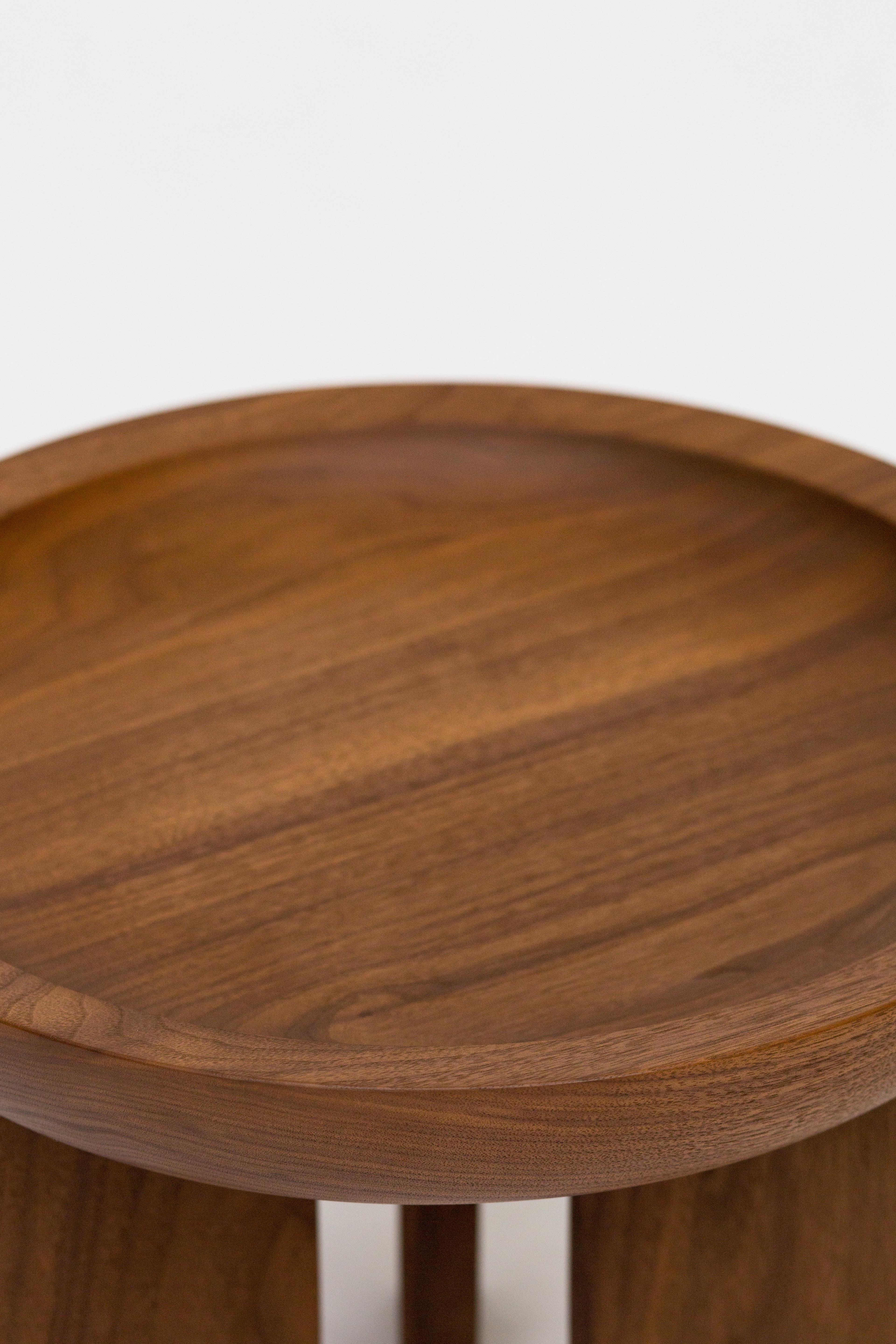 Contemporary Dish Solid Wood Sculptural Carved Side Walnut For Sale