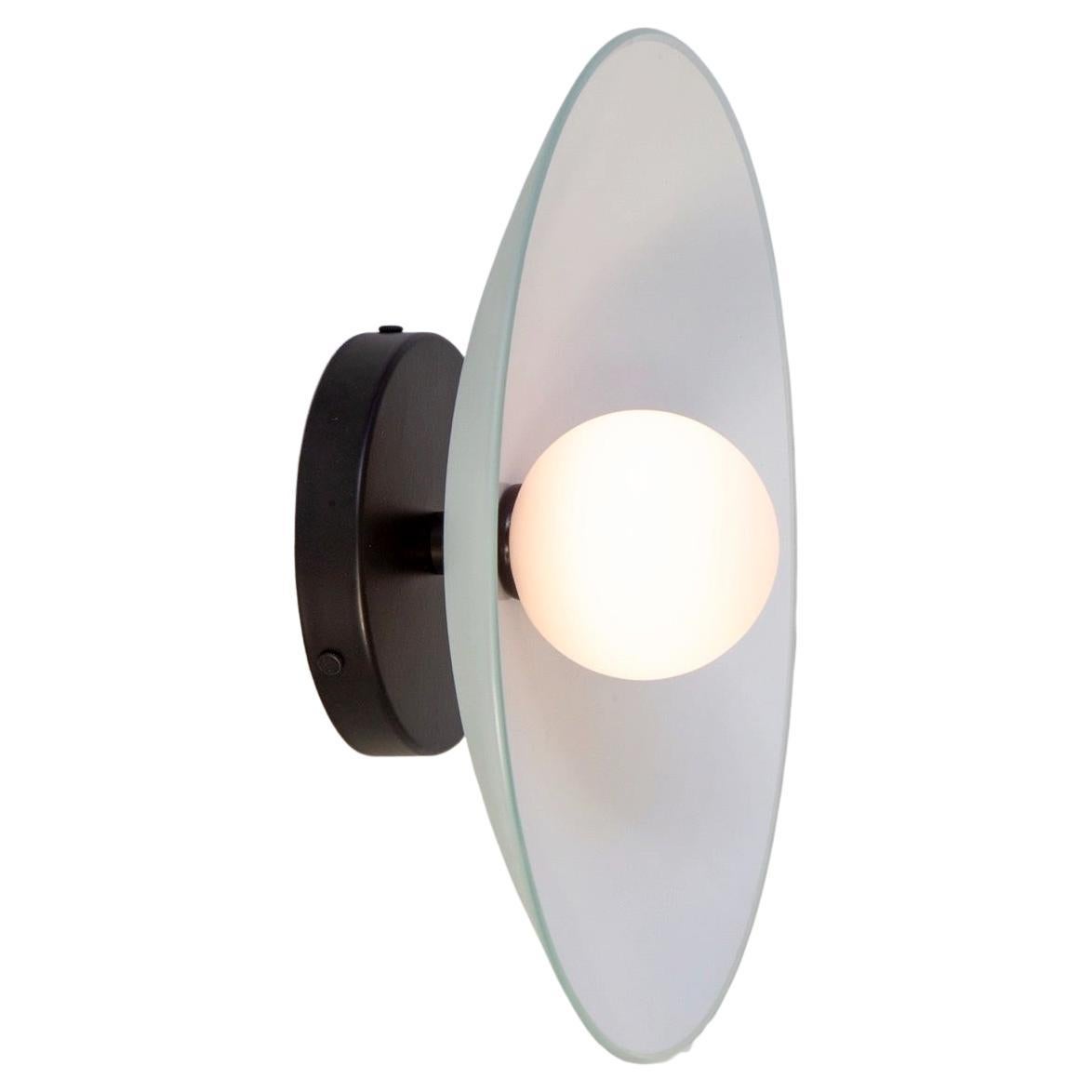 Dish Wall Sconce, by Research.Lighting, Black, 3in Glass Globe, Made to order