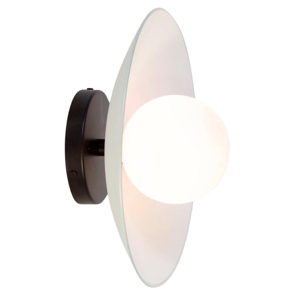 Dish Wall Sconce, by Research.Lighting, Black, 5in Glass Globe, Made to order
