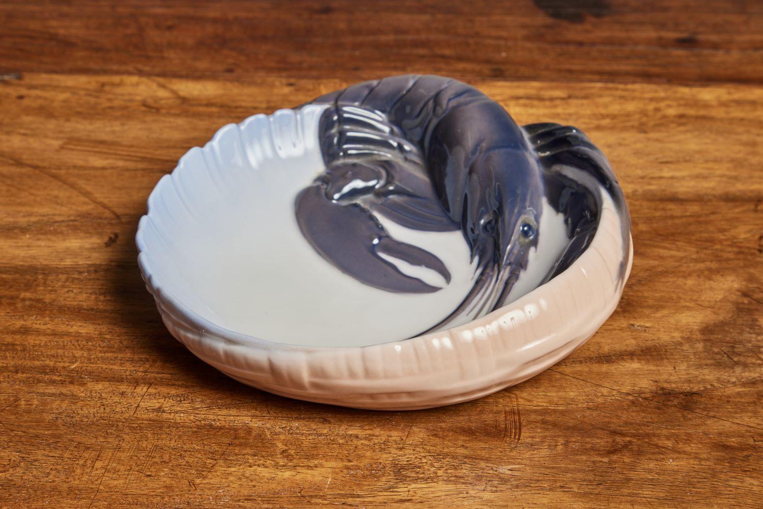 20th Century Dish with Lobster by Jorgen Balslov for Royal Copenhagen, 1920’s