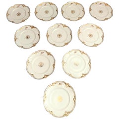 Antique Porcelain de Paris  Napoleon III Hand Painted Dishes '10 Pieces"