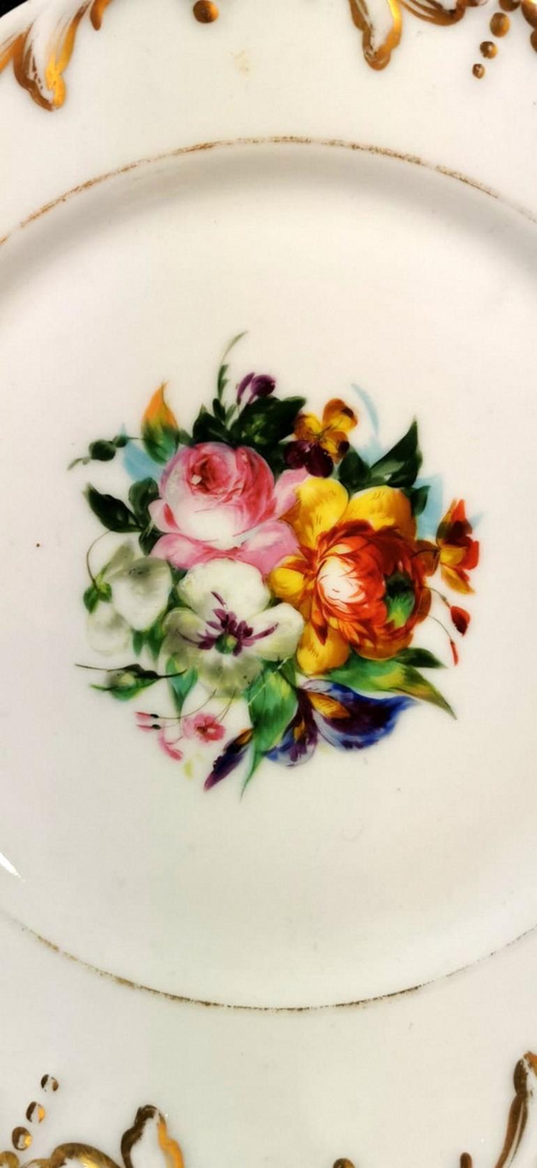 Dishes '9 Pieces' Porcelain Vieux Paris Hand Painted Napoleon III, France 5