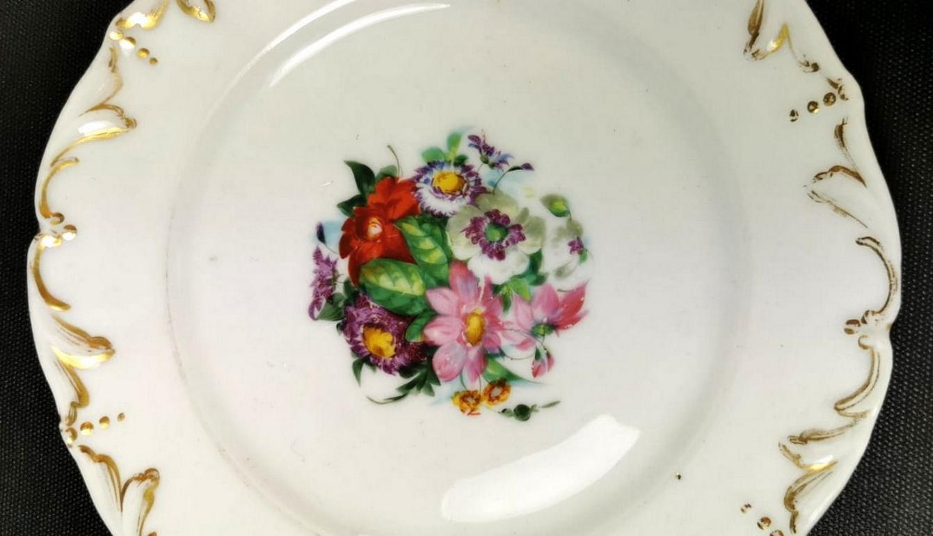 Dishes '9 Pieces' Porcelain Vieux Paris Hand Painted Napoleon III, France 6