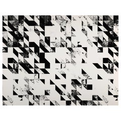 Disintegration Wallpaper in Black and White Colorway, Latex Ink on Smooth Paper