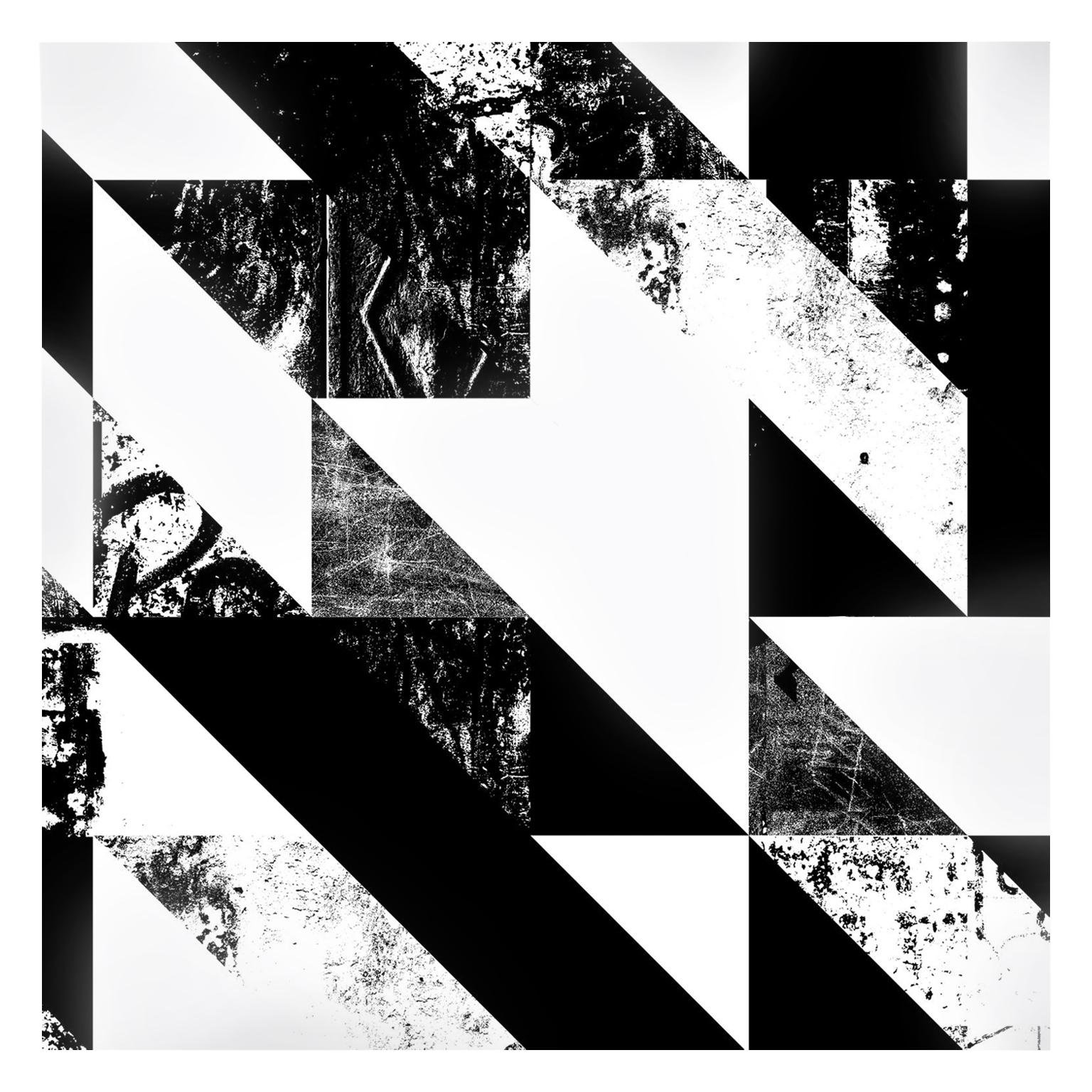 Disintegration Wallpaper in Black and White Colorway, Latex Ink on Smooth Paper For Sale