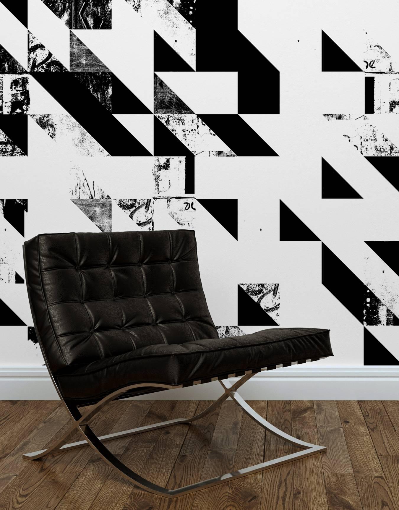 American Disintegration Wallpaper in Black and White For Sale