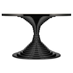 Disk Console Table: Volumetric Design With Glossy Lacquer Material