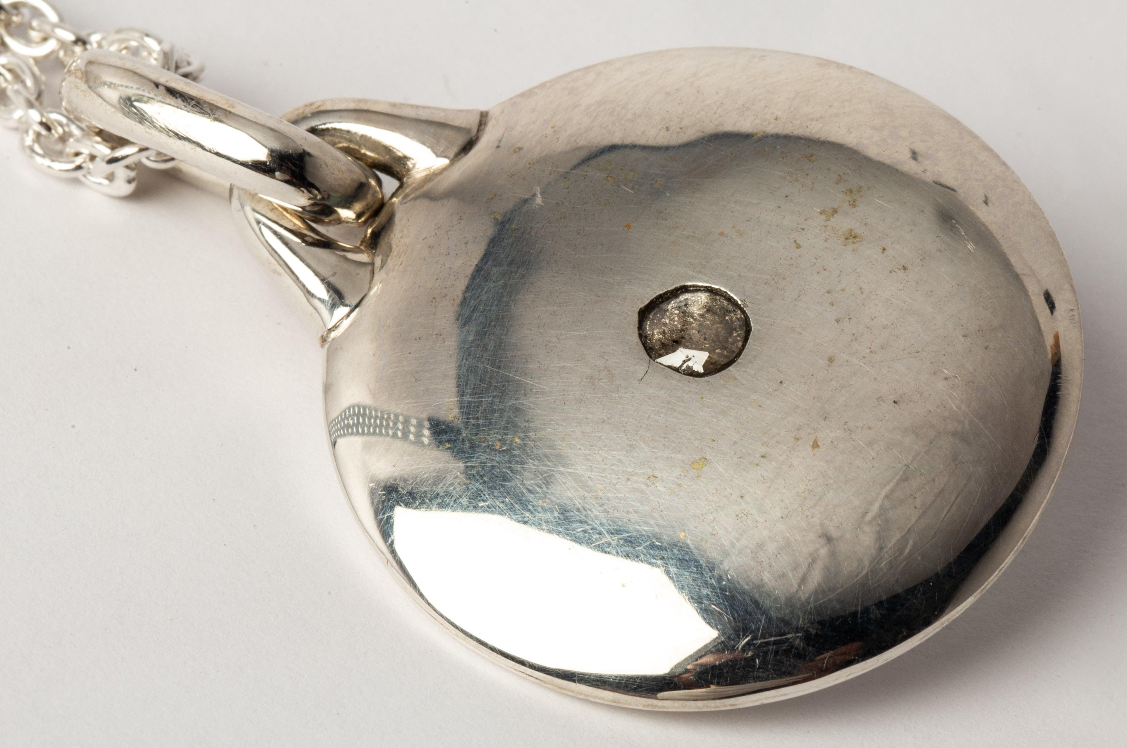 Rough Cut Disk Necklace (0.2 CT, Tiny Faceted Diamond Slab, 35mm, PA+FCDIA) For Sale